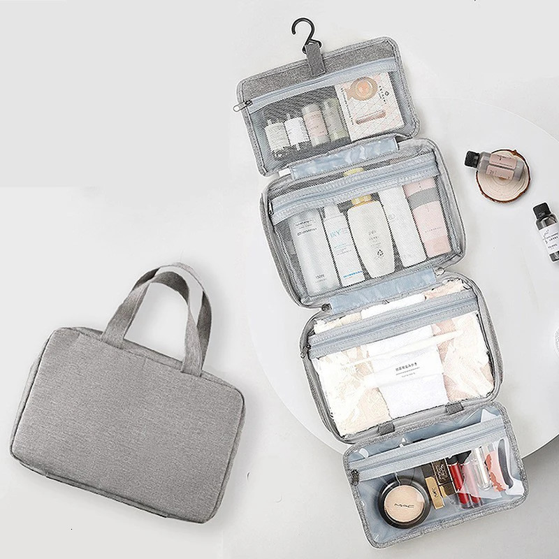 Waterproof Hanging Hook Toiletry Bag Large Folding Handbag Travel Makeup Cosmetic Razor Storage Organizer Case Bathroom Supplies 250528