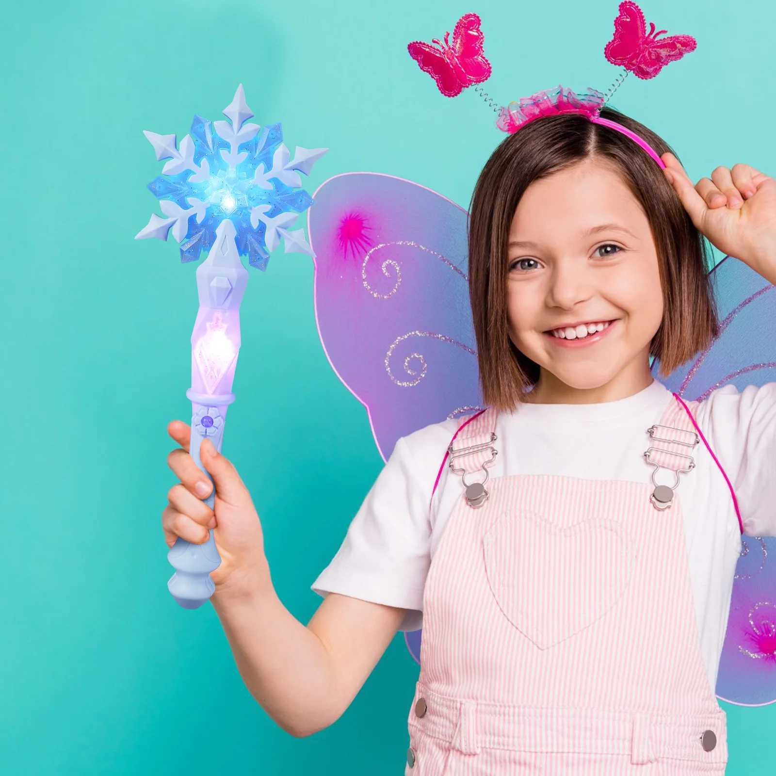 Light Up Glow Snowflake Wand for Kids Girl Princess Queen Cosplay Glowing Scepter cane Light Up Snowflake Wand Toys kids party Gifts W250528