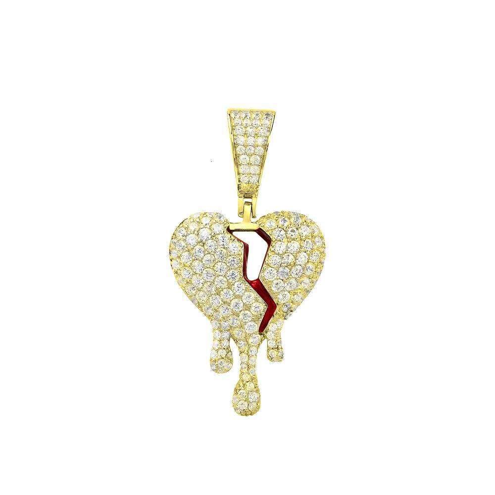 High Quality Jewelry VVS Moissanite Gold Plated Sterling Sier Broken Heart Dancing Pendant for Unisex