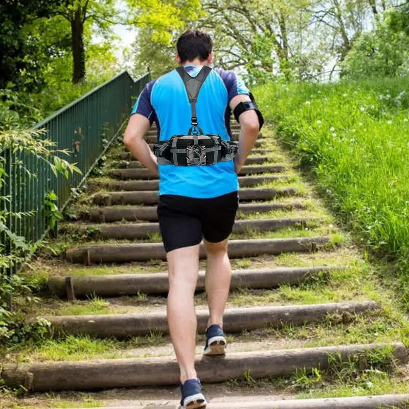 Hiking Waist Bag With 2 Water Bottle Holders Outdoor Waist Pack Waterproof Cycling Backpack Adjustable Strap Sport Storage Bag 250522