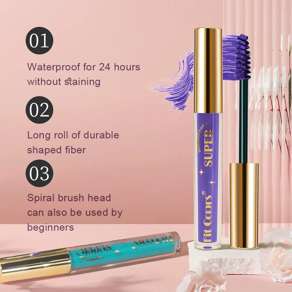 6 Color/Set Mascara Thick Curl 3D Mascara Non-smudding Stage Makeup Natural Lasting Purple White Red 250523