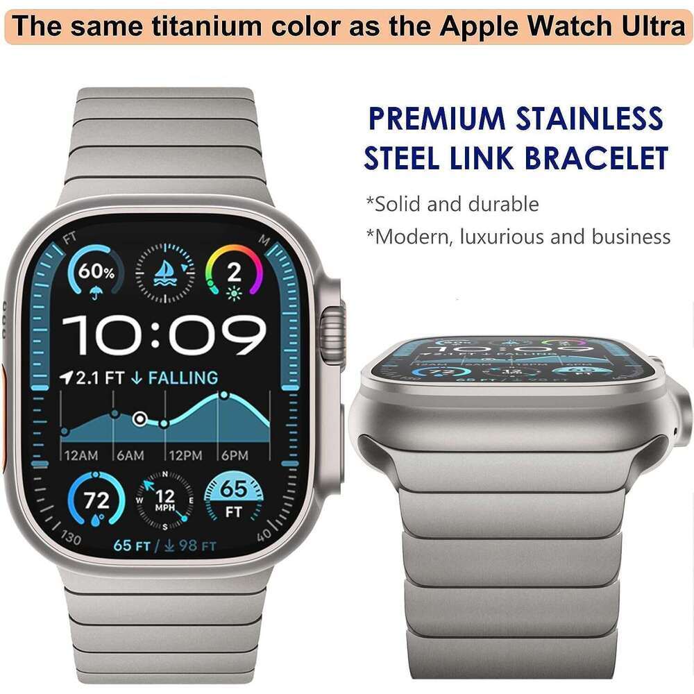 Compatible with Watch Ultra 49mm 46mm 45mm 44mm 42mm 10 9 8 7 Men's Stainless Steel Metal Band Suitable for Apple iWatch SE Series 6 5 4 3 2 1