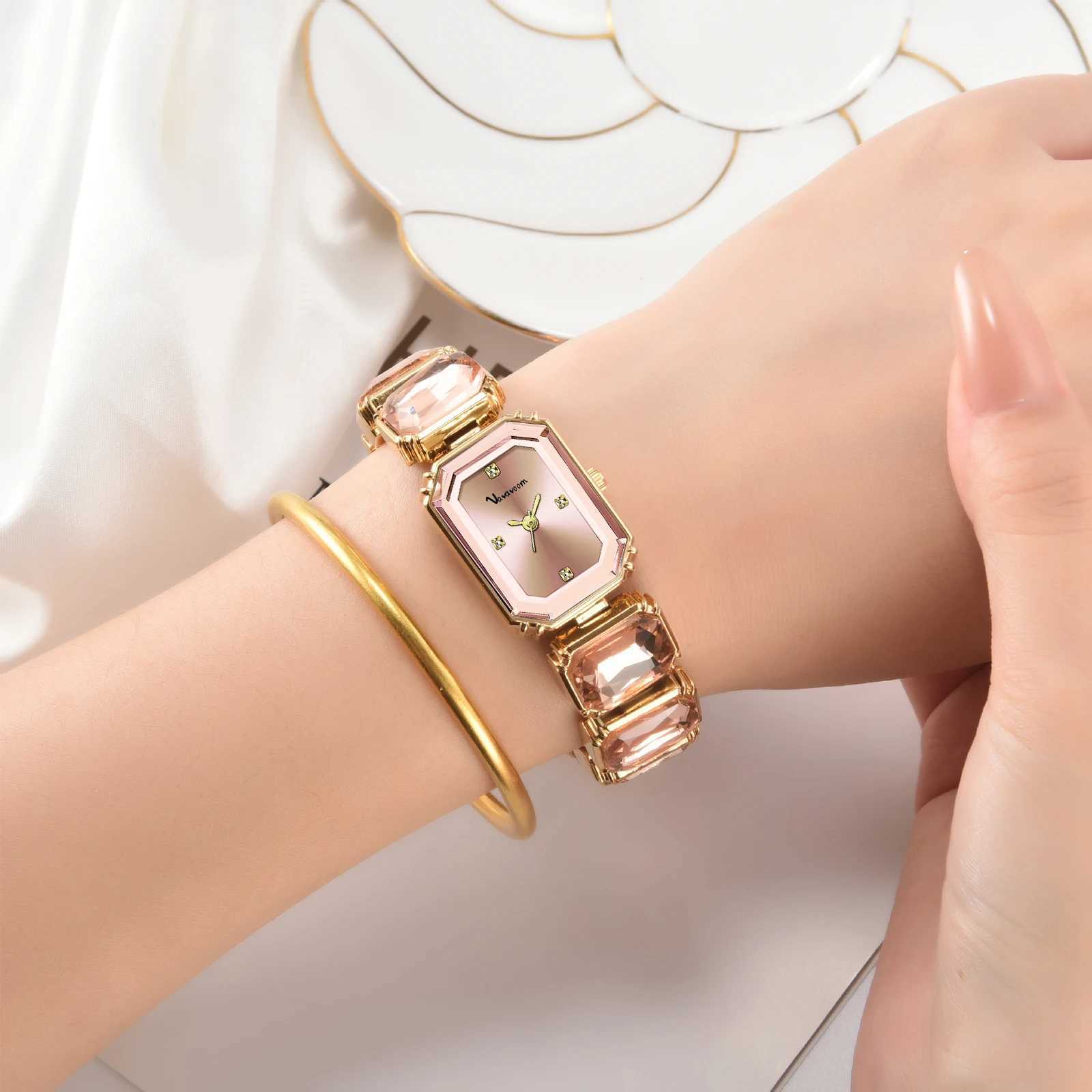 2025 New Women Watches Luxury Diamond Square Quartz Movement Stainless Steel Mesh Belt Original Gold Fashion Dress Womens Watch XJ250527