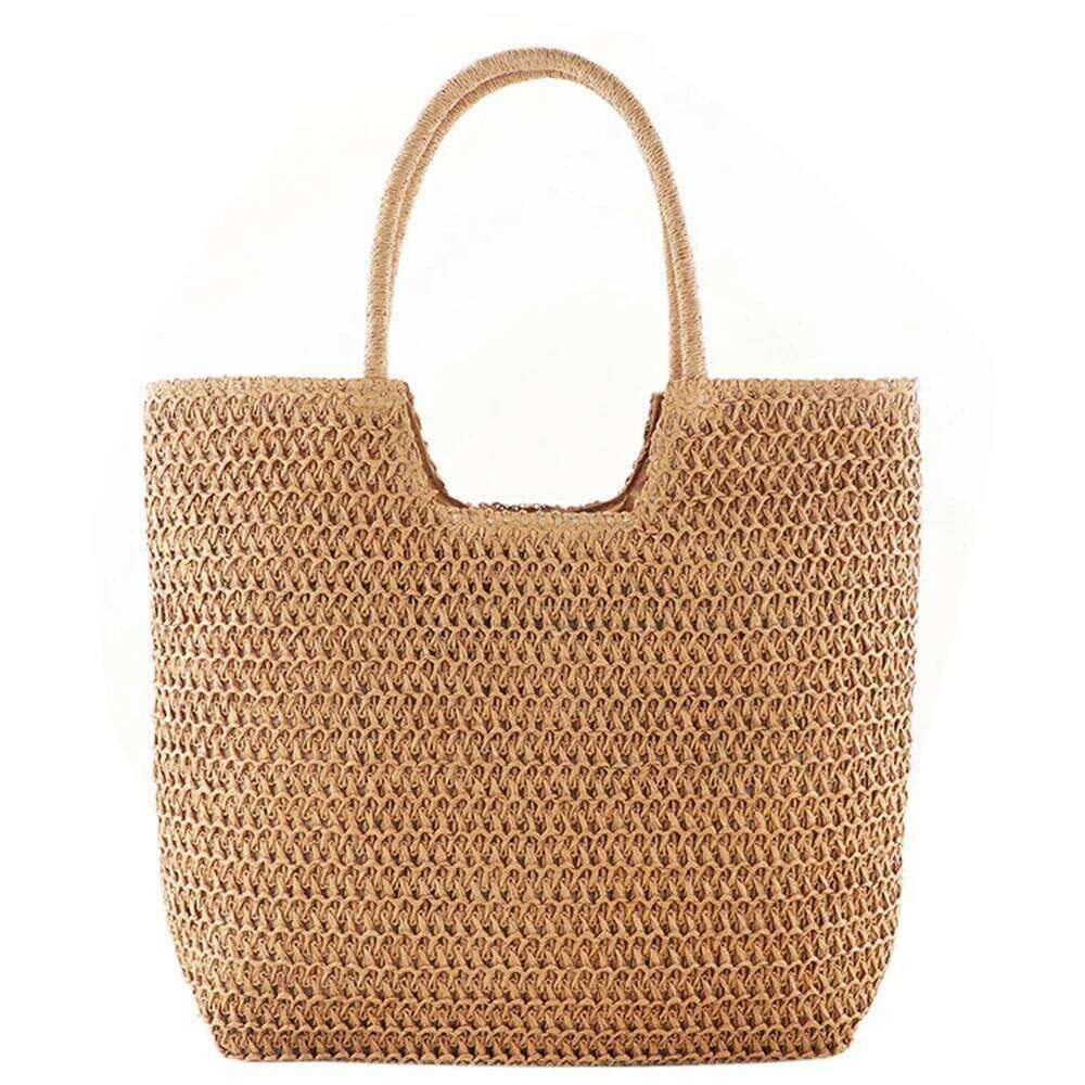 Women Straw Hobo Large Capacity Crochet Beach Zipper Closure Weaving Travel Handbag Ladies Summer Daily Bag