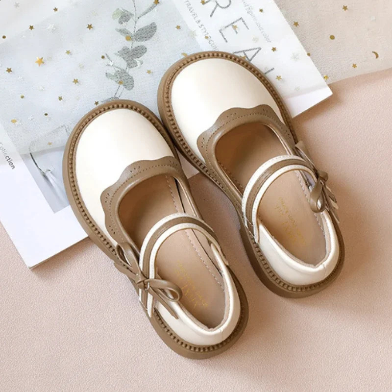 Fashion Girl School Shoes Patchwork Kid Princess Shoes for Children Shallow Toddler Ruffled Edge Leather Shoes Causal Mary Janes 250528