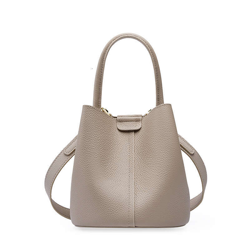 Top Layer Cowhide New Women's Crossbody Summer High-End Genuine Leather Handbag Bucket Bag B5