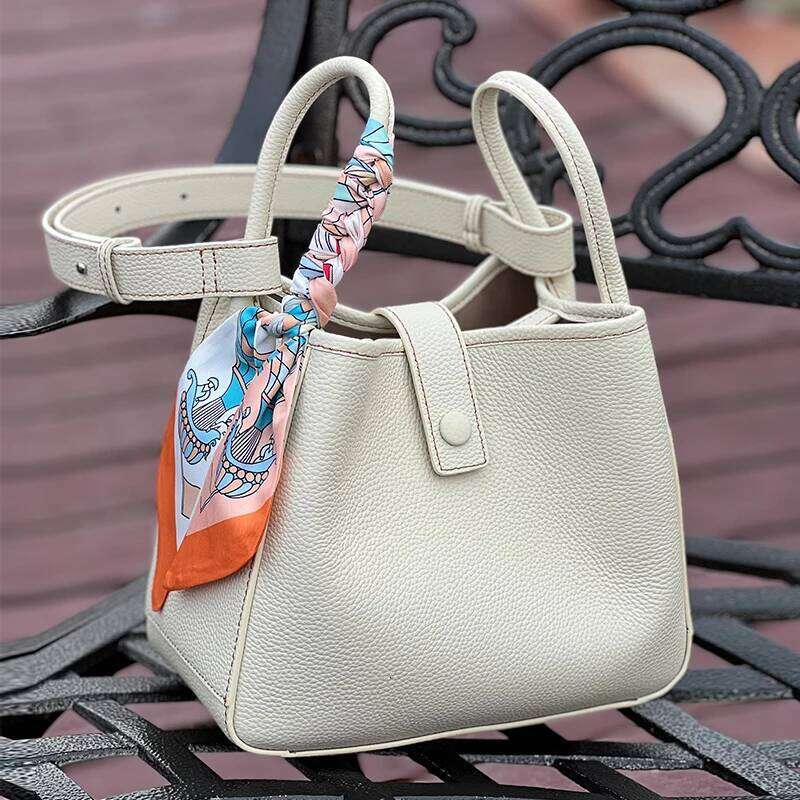 Free Shopping Design High Quality Cowhide Handbags Fashion Large Capacity Leather Bucket For Women High-End Elegant Lady Dinner Bag