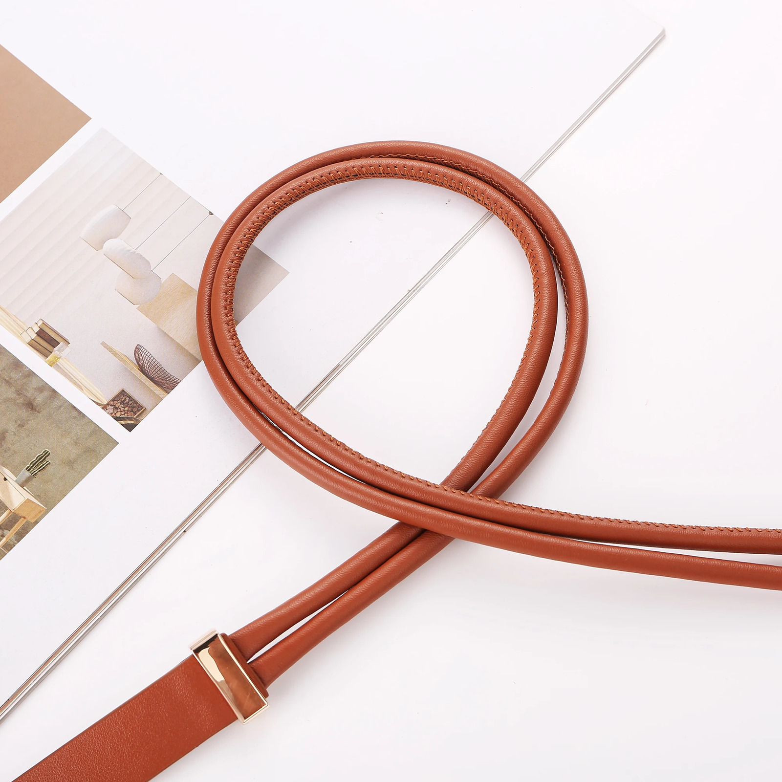 Versatile Genuine Leather Belt for Women Vintage Knotted Belts Ideal for Business Casual Chic 250527