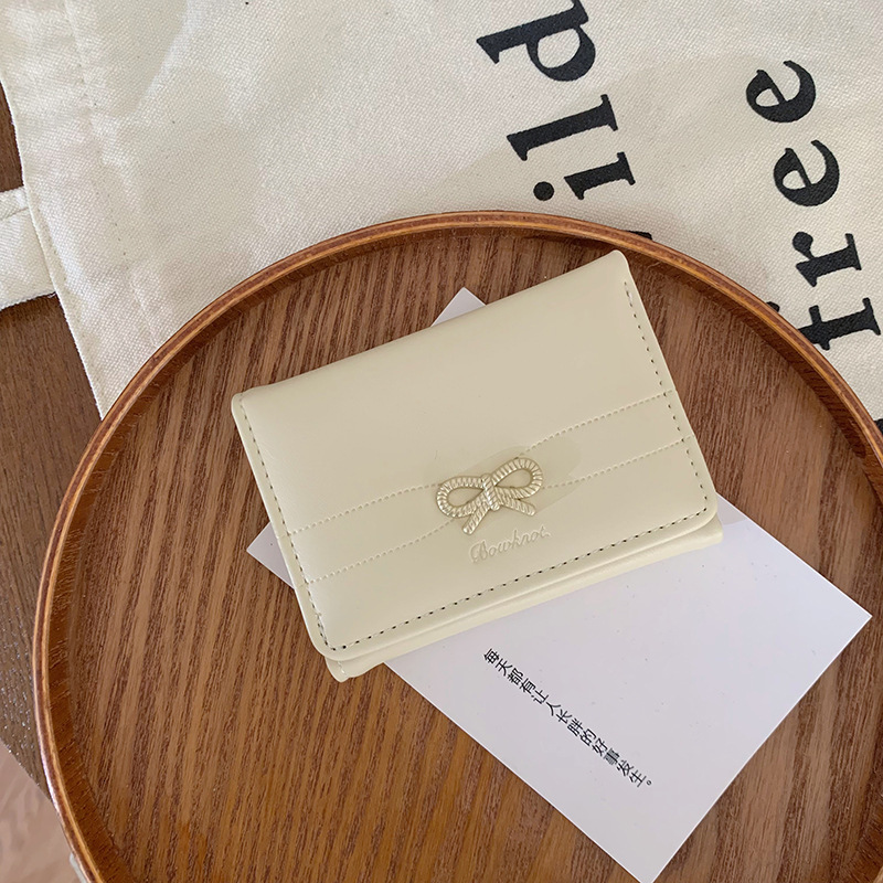 Free Shipping Designer Wallet For Women Fashionable And Simple Ins Bow Short Card Bag High-end Feeling Foldable Change Bag High Quality