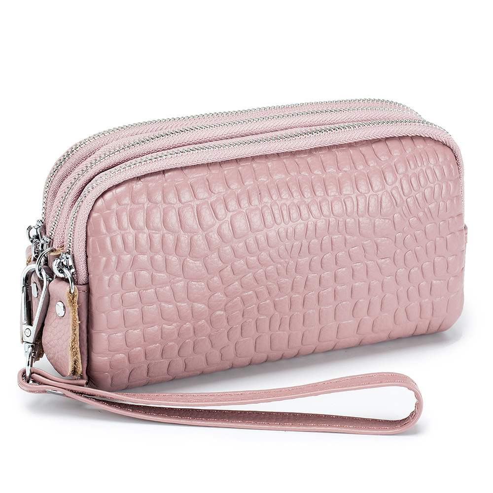 Free Shipping Designer Wallet New Genuine Leather Bag For Women Three-layer Large Capacity Fashion Wallet Crocodile Pattern Mom Bag Multifunctional Cl