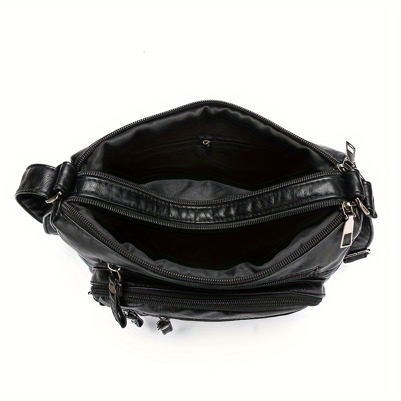 Large Capacity Nylon Shoulder Bag, with Adjustable Strap, Anti-theft Zipper Closure - Available in Brown, Light Gray, Red, Black