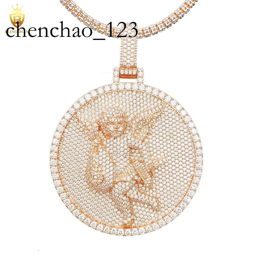 Iced Out Hip Hop Jewelry Necklace Dia VVS Moissanite Custom Angel Pendant Sterling Sier GRA Certificate
