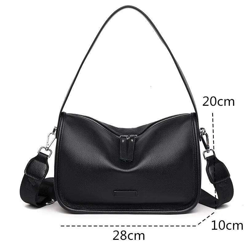 Soft Genuine Leather Handbag Women Shoulder Messenger Bag Solid Color Cowhide Sac Fashion Female Crossbody Tote