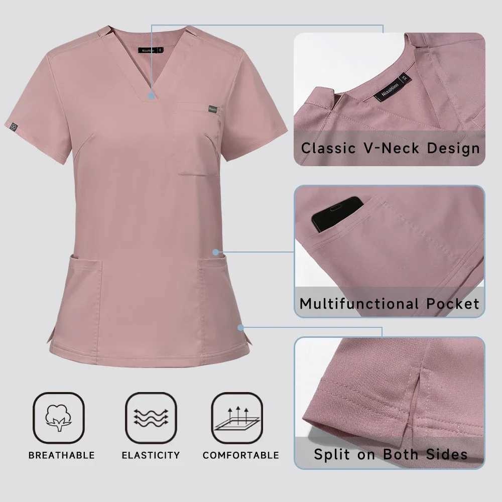 Multicolor Scrubs Uniform Clinic Scrubs Tops+Jogger Pants Women Doctor Scrubs Set Medical Nurse Nursing Clothes Surgery Workwear X250528