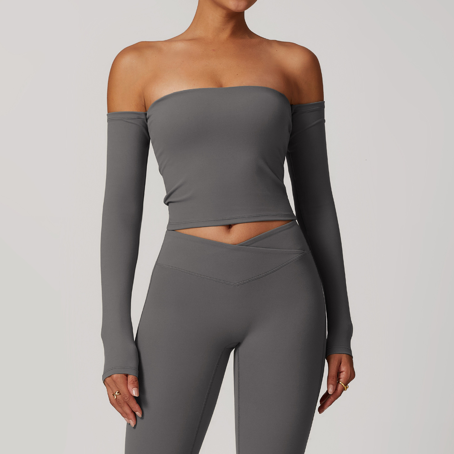Yogawomen Sets Exchanges Long Sleeve Yoga Top For Women Brushed Tight Fitness Outerwear Sports Shirt Running 2 Piece Set Women Designer