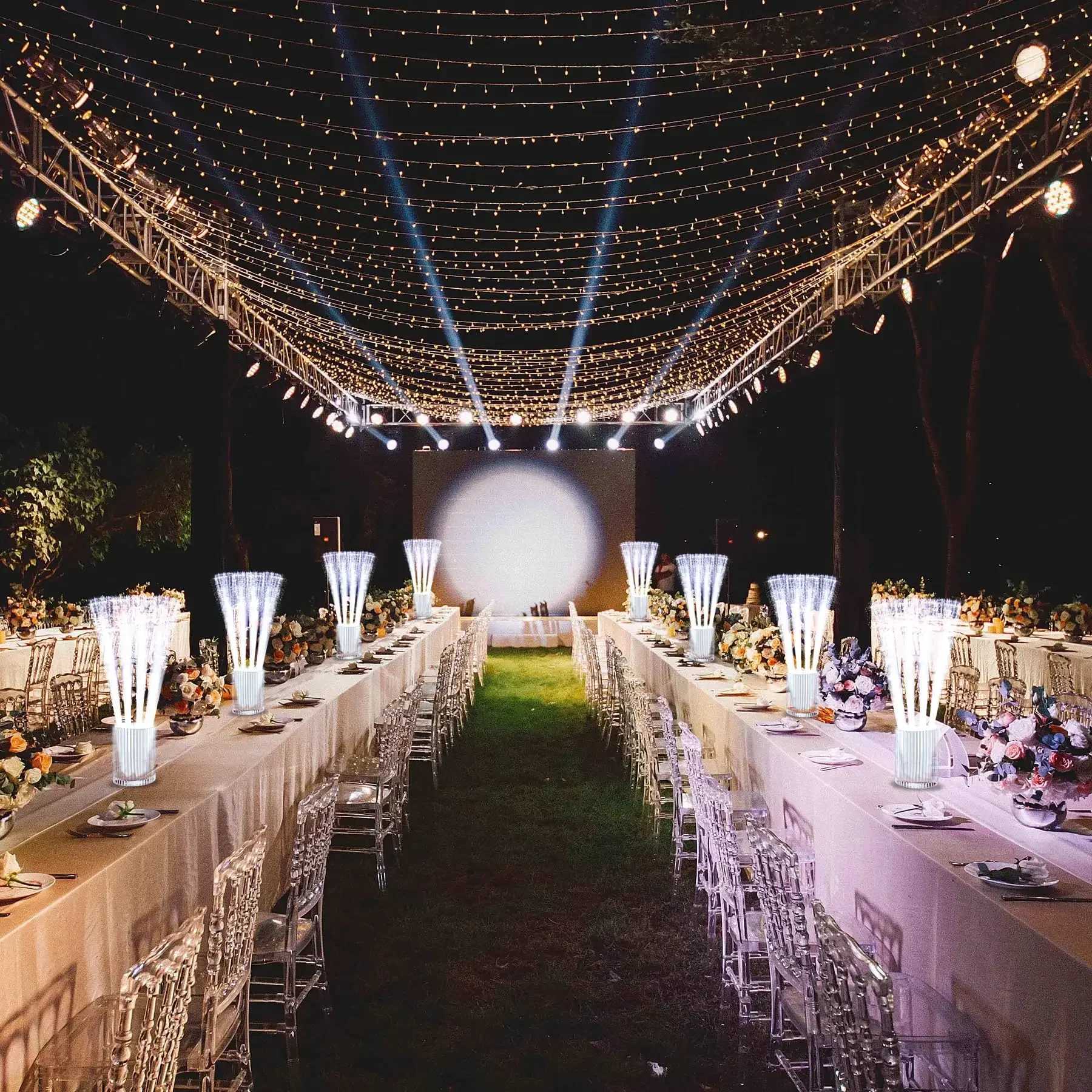 24-96PCS LED White Fiber Optic Wands For Wedding 3 Modes Flashing Glow Sticks for Kids Light Up Wand Dark Party Favors Birthday W250528