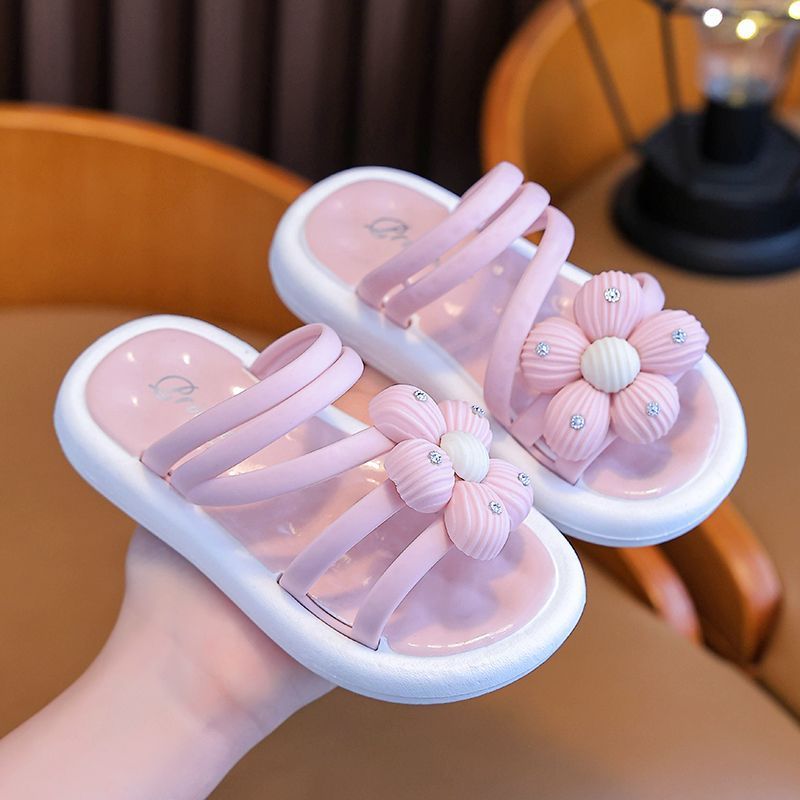 Girls Slippers Princess Shoes Kids Beach Sandals Kidsnest Children Youth Girl Toddler Soft Bottom Non-slip Slippers Size US7.5C-US5Y K0684