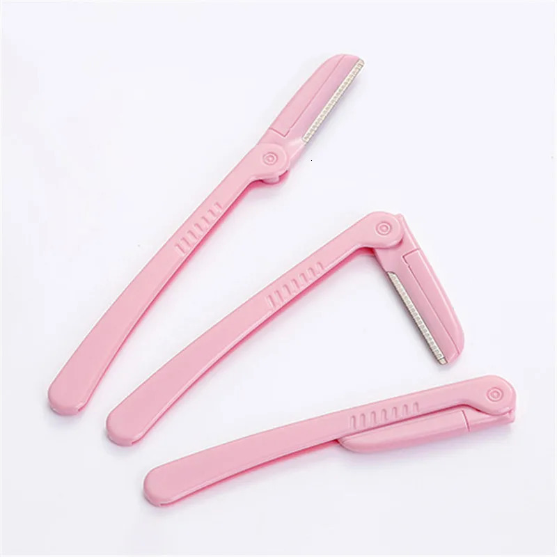 3PcsSet Pink Folding Eyebrow Trimmer Armpit Hair Razor Beauty Face Eye Brow Shaper Shaver Stainless Steel Blades Makeup Tools 250516
