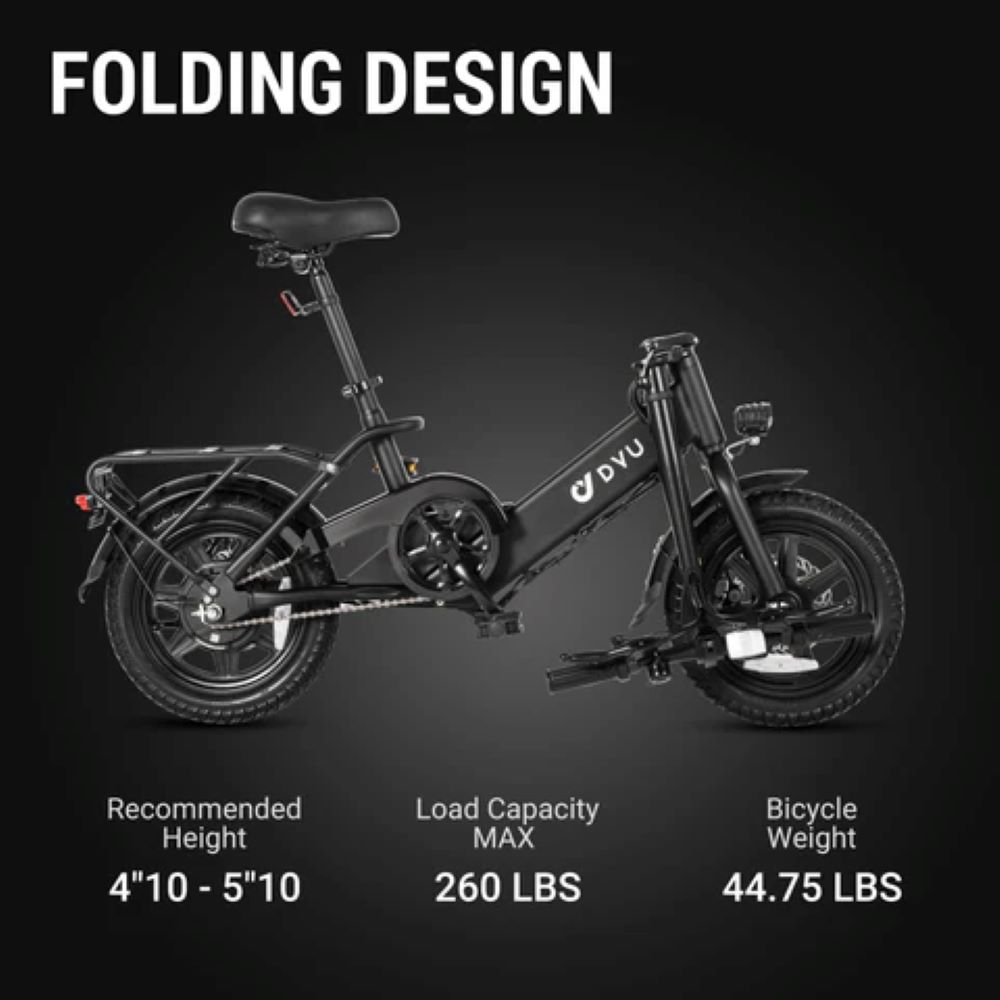DYU C3 14 inch Portable Electric bike 350W Adult Folding City E-Bike 36V/7.5AH 25km/h Pedelec UK Stock