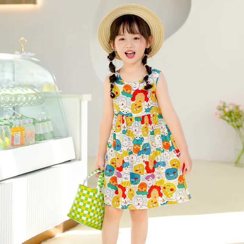 Summer Girl Dress Sleeveless Kids SundressPrinted Skirt Fashion Girls Clothing Beach Party Childrens Clothing Princess Dresses X250528