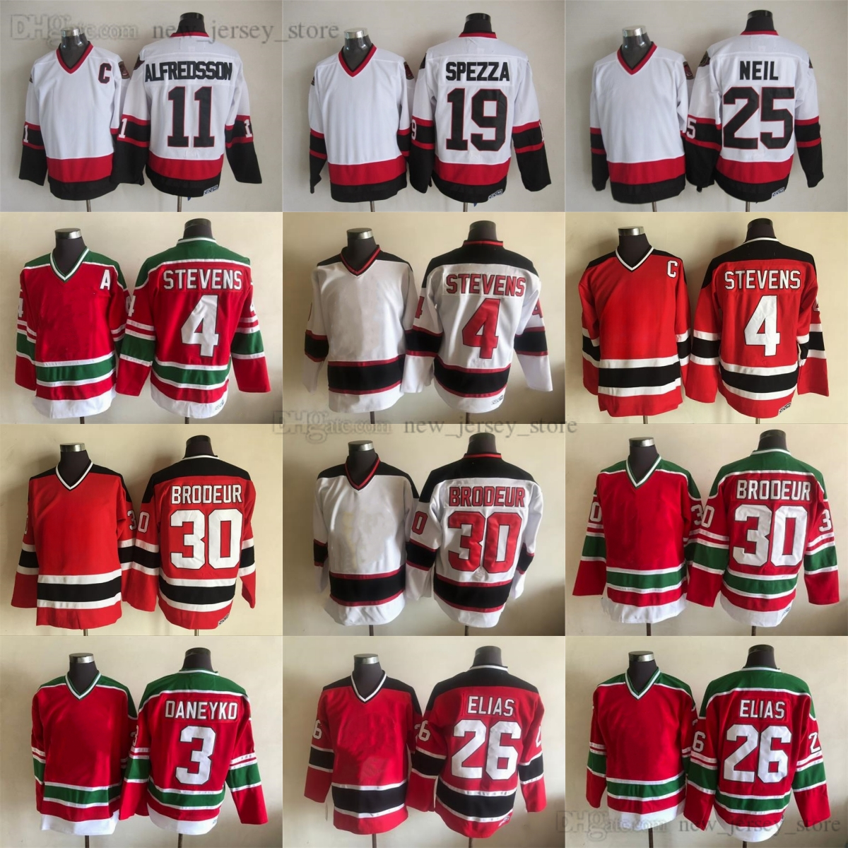 Vintage CCM Hockey 4 Scott Stevens Jersey Throwback Embroidery 30 Martin Brodeur 26 Patrik Elias 3 Ken Daneyko Jerseys Ice Sport Classic Retro