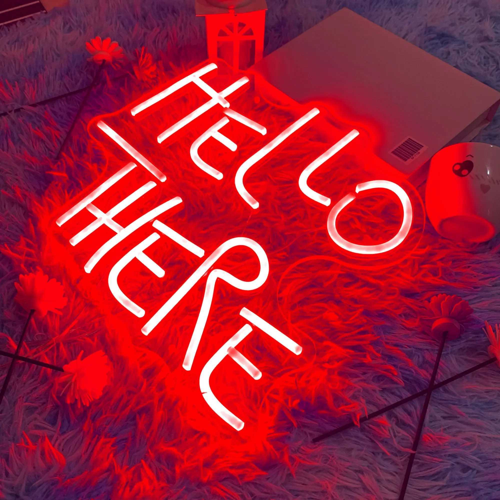 LED Neon Iareti Hell Here Hello There Halloween Duvar Dekoru Korku Filmi Aksesuar rktc Parti W250528