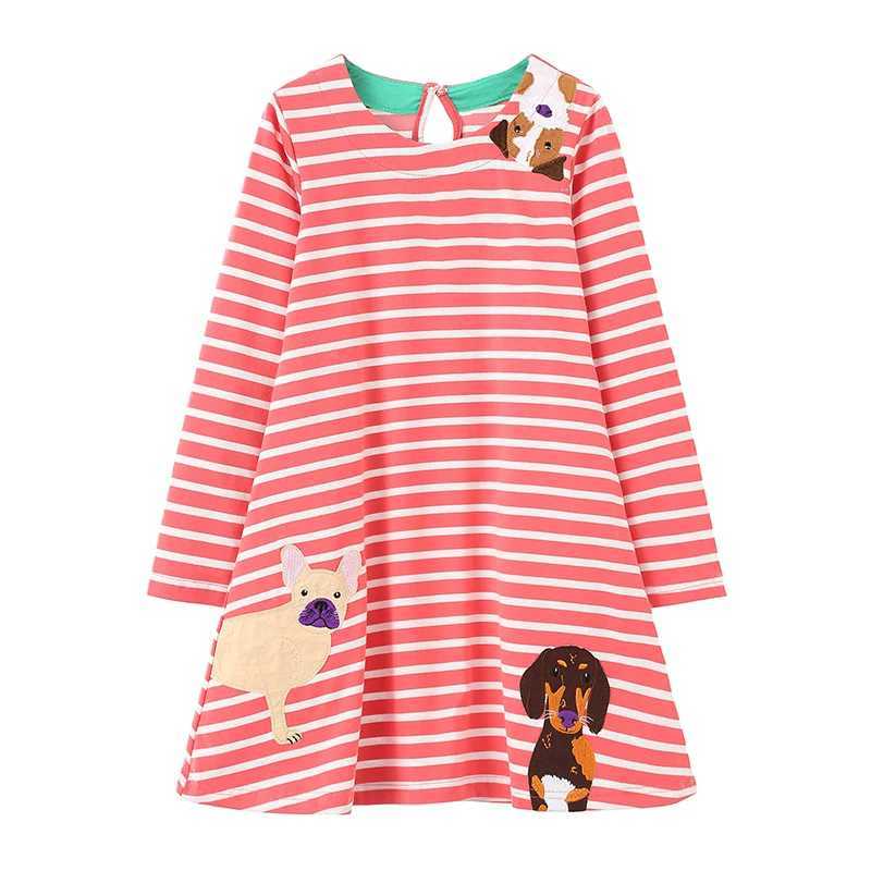 Jumping Meters 4-10T New Arrival Childrens Princess Girls Dresses Pockets Striped Autumn Spring Long Sleeve Frocks Baby Dress X250528