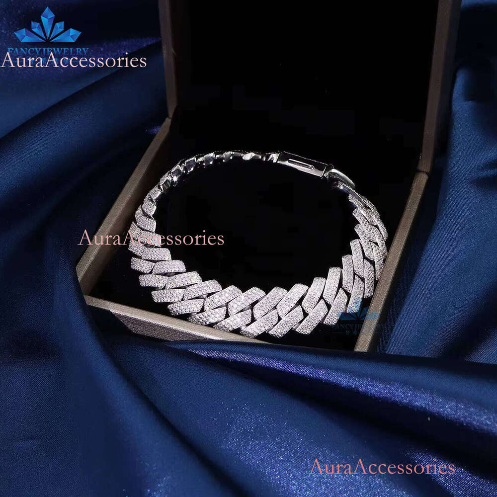 High Quality Cubana Hip Hop Jewelry 15mm Sterling Sier VVS Moissanite Dia Iced Out Cuban Link Chain Necklace for Men