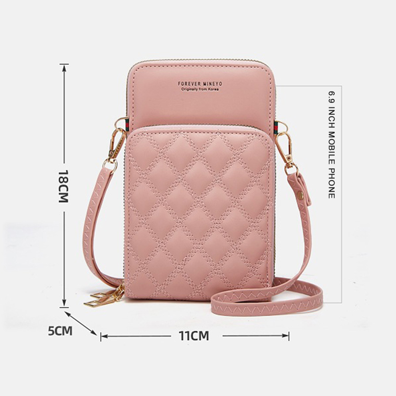 Buylor Diamond Lattice Cell Phone Purse Bags of Women Soft Leather Women Bag Wallet Large Capacity Female Crossbody Shoulder Bag