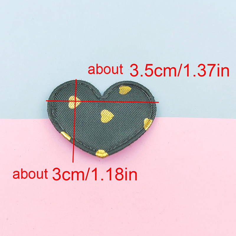 60Pcs Gold Polka Dot Heart Padded Applique For Children's Headband Hair Clip Accessories, Shoes, Hats Decoration Patches
