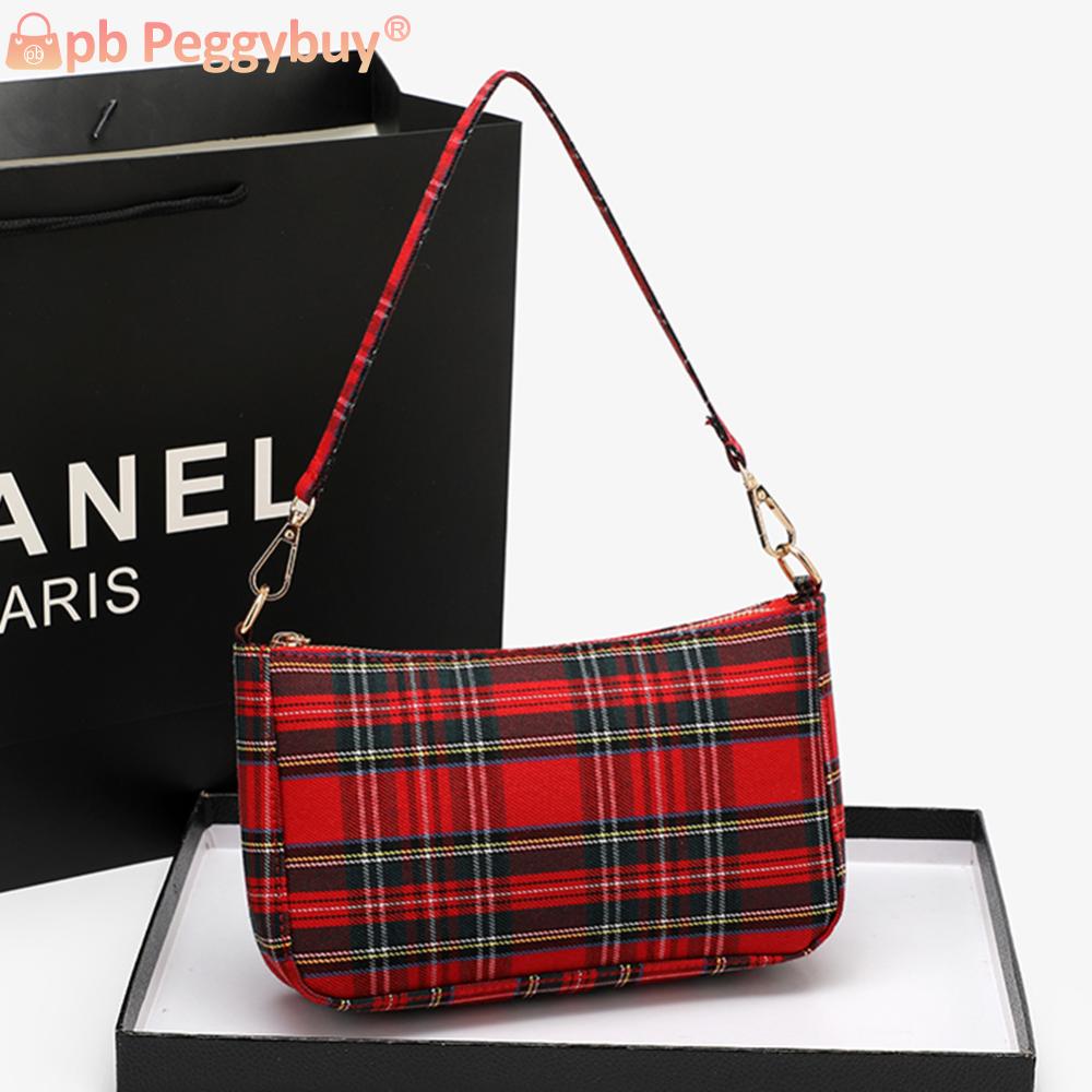 Women Fashion Handbag Large Capacity Tartan Check Striped Crossbody Bag with 2 Straps Canvas Single Shouder Bag Ladies Sling Bag