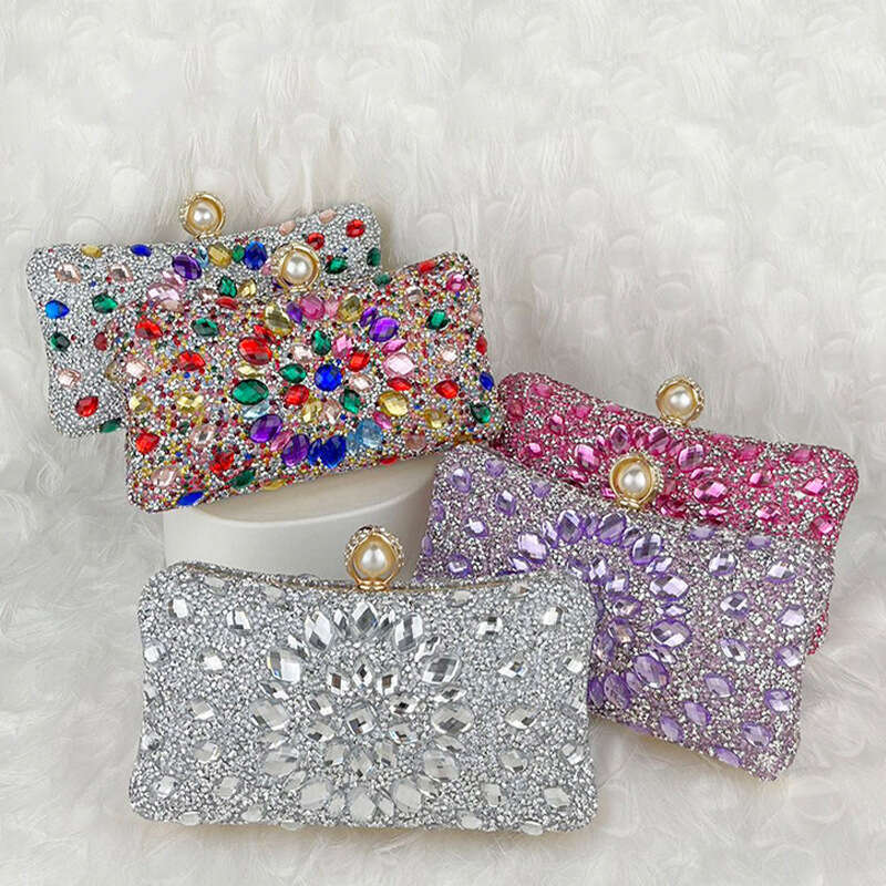Colorful Shiny Rhinestone for Banquet Bride Cheongsam Crossbody Clutch Socialite Fashion Bag