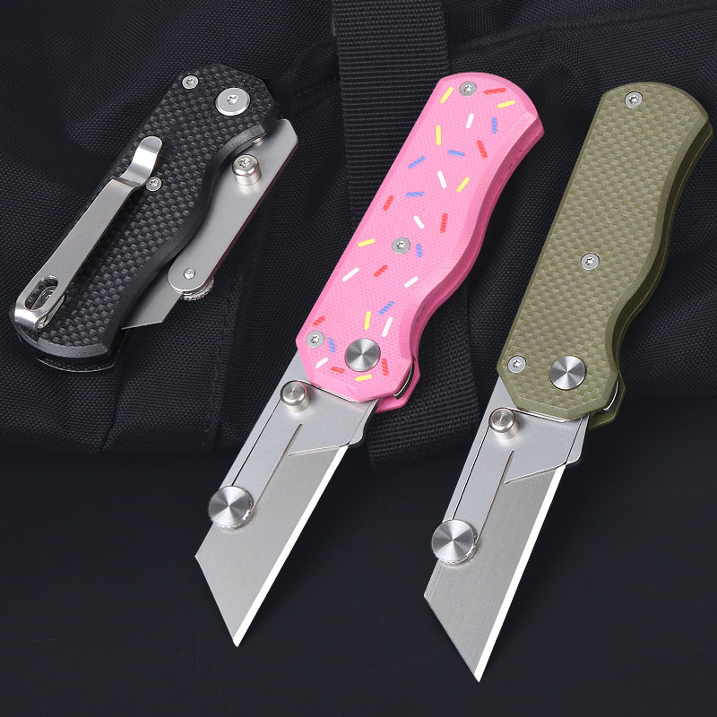 8809 Folding Knife SK5 Satin Tanto Blade G10 Handle EDC Pocket Knives with 5 Replaceable Blades