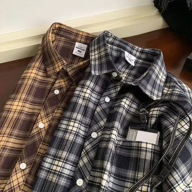 Summer Mens Loose Checkered Short Sleeved Shirt Casual Elegant Turn Collar Half Sleeved Shirt Jacket 250527