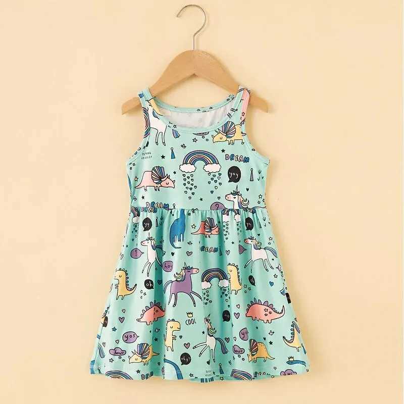 Sleeveless Printed Dress Milk Silk Material Comfortable and Good-looking A-line Skirt Kids Slip Dress for Height 75-115cm Girl X250528