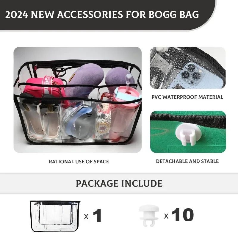 Waterproof Clear Beach Bag Organizer for Bogg Bag L-XL Accessories Organizing Your Bags and Divide Space Extra Large Storage