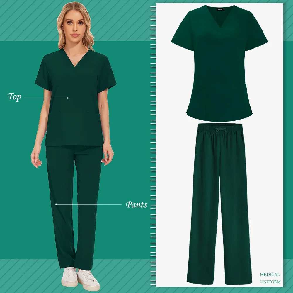 Aesthetic Uniforms Woman Beauty Manicurist Work Wear Hot Sales Scrubs Top Blouse Nursing Pants High-quty Scrub Suit X250528