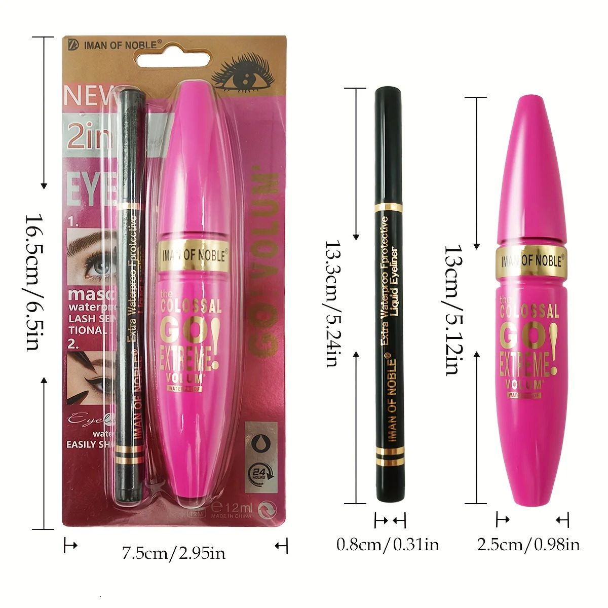 Mascara with Eyeliner Combo Black Slim Drawing Line Smooth Definition Long Lasting Waterproof Eye Makeup 2 Pcs Set 250523