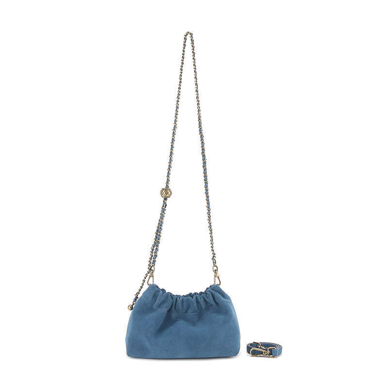 Niche Design Women's 2024 New Genuine Leather Cloud Pleated Crossbody Matte Fashion Shoulder Chain Bag