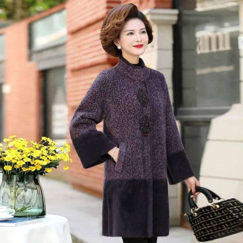 Autumn Winter New Chic Jacket Women's Overcoat High-End Loose Mid-Length Thicke Warm Mink Fleece Coat Outwear Casaco