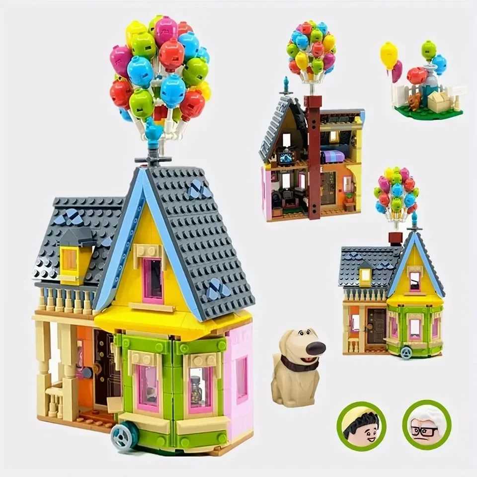 HOT TOYS NEW Balloon Cabin Ring Travel Notes Building Block Building Block Movie cottage Set Children Princess girl DIY Gift Toy Z250528