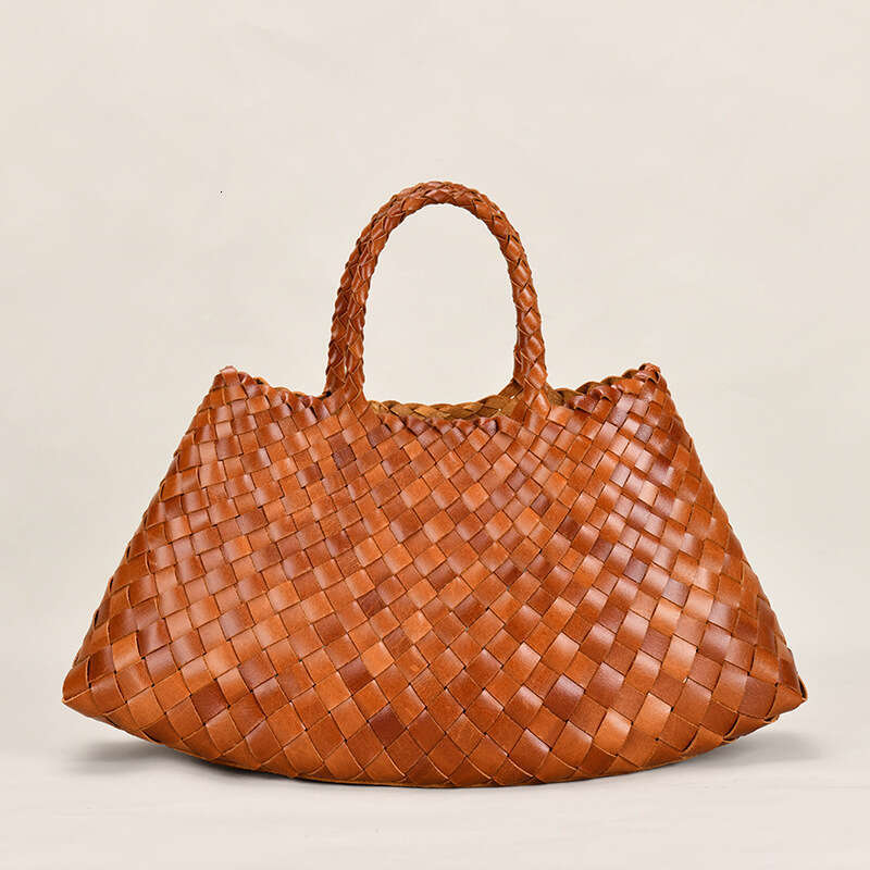 Tote Bag Braided Handbag New Genuine Leather Dragon Handwoven Women S Tote Large Capacity Basket Bag Shoulder Bag