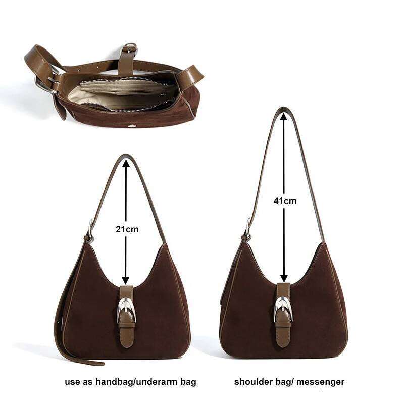 Women Suede Female Frosted Cowhide Split Leather Underarm Shoulder Bag Lady Fashion zipper Handbag Wholesale