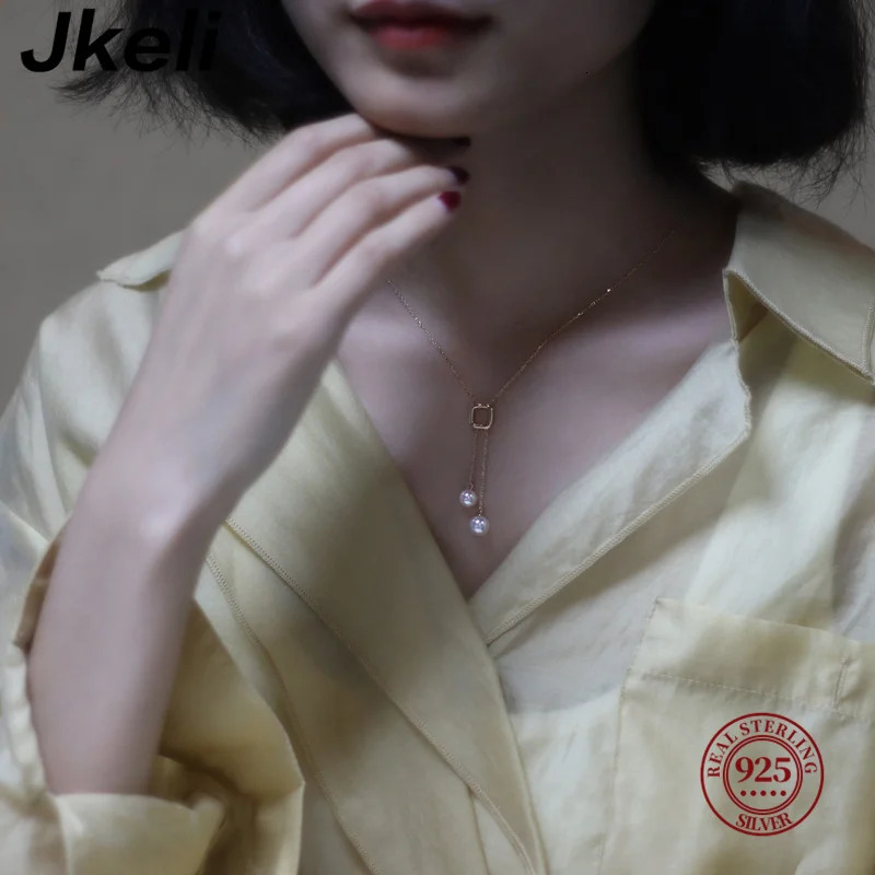 Japanese S925 Sterling Silver Double Pearl Necklace Y-shaped Long Tassel Premium Light Fashion Sweater Chain 250520