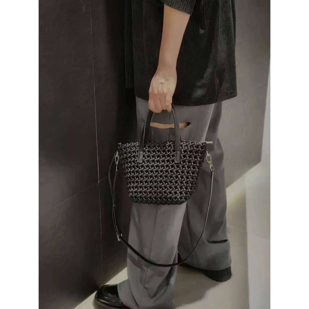 Free Shopping Designer Bag Women's Elegant Cross Polyester Weaving Shoulder Beach Shopping Woven Bucket Bag