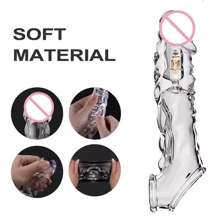 Transparent G-spot Sleeve Dildo Masturbation Stimulating Male Point Vibrator Sexy Adult Sex Toy