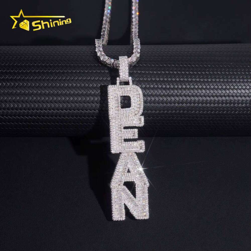 Hip Hop Jewelry Custom Made Gold Plated High Quality Iced Out Vvs Moissanite Pendant Name Letter Available