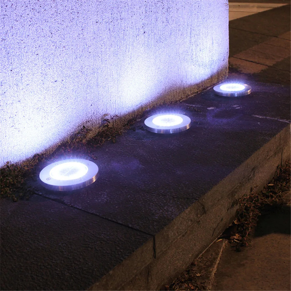 4 Pcs 8LED Solar Power Disk Light Outdoor Garden Solar Underground Light Deck Light Spotlight Buried Solar Led Lamp 250520