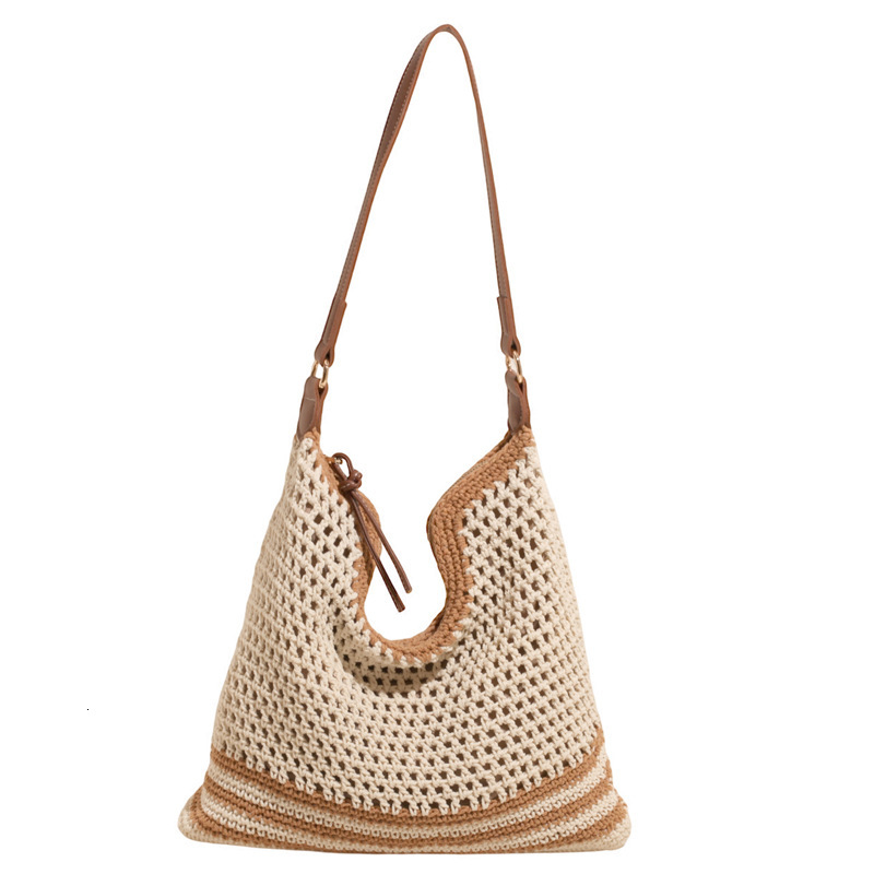 2025 new summer fashion hollow woven designer women's new style simple temperament single shoulder large capacity vacation women's bag
