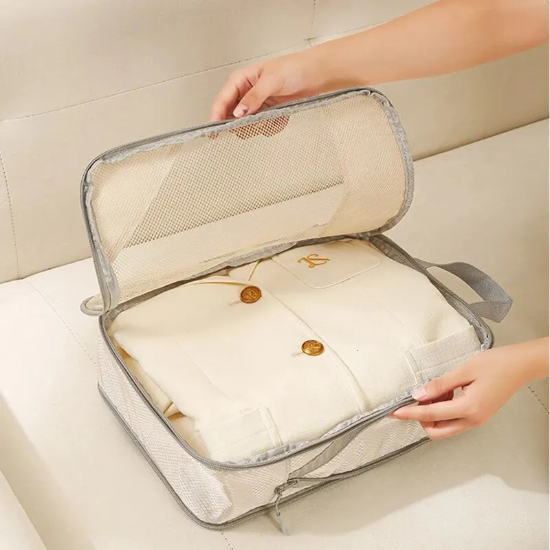 Travel Storage Bag Compressible Packing Cubes Carry on Travel Suitcase Luggage Organizer Foldable Waterproof HandbagTravel Bag 250605